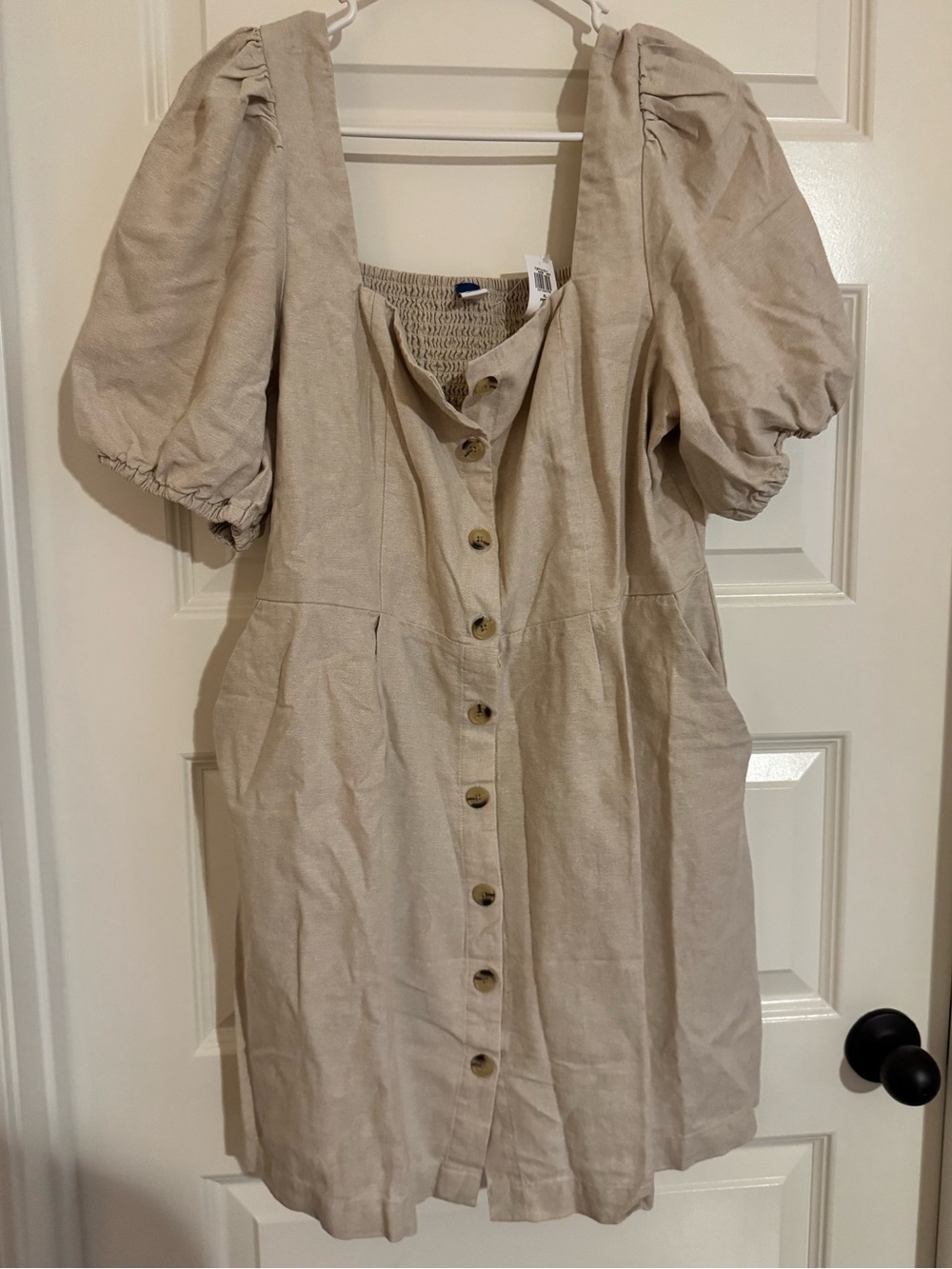 Old Navy Neutral Beige Button-Front Mini Dress
